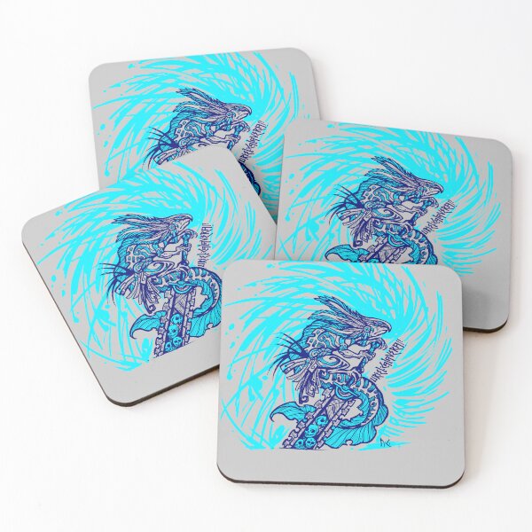 Item preview, blue warrior axolotl berserk designed and sold by UrielCalavera.