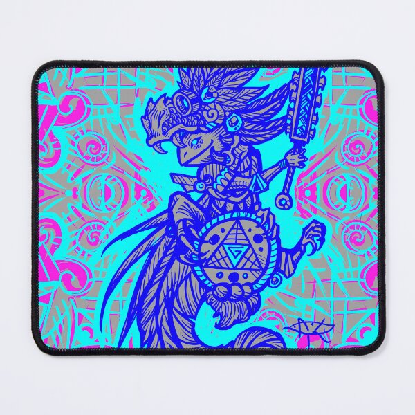 Item preview, Blue Axolotl Warrior with Quetzalcoatl Helmet designed and sold by UrielCalavera.