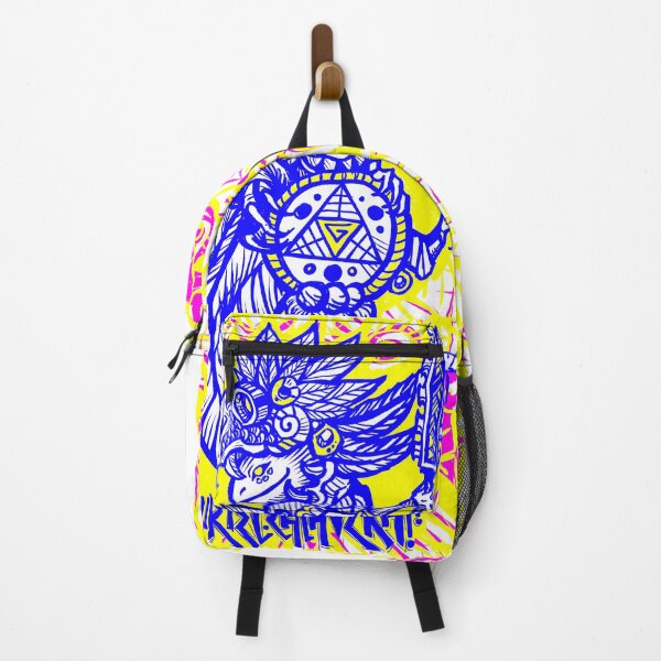 Item preview, yellow blue background Axolotl warrior with quetzalcoatl helmet designed and sold by UrielCalavera.
