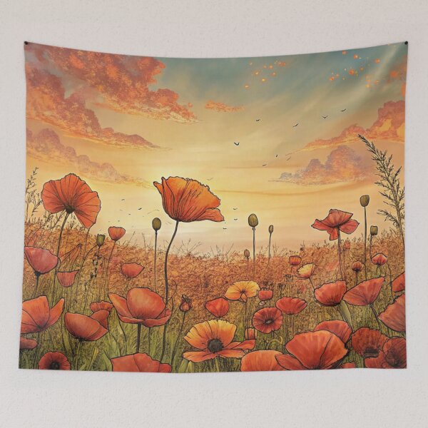 Item preview, aesthetic whimsical poppies flower garden meadow designed and sold by rlav123.