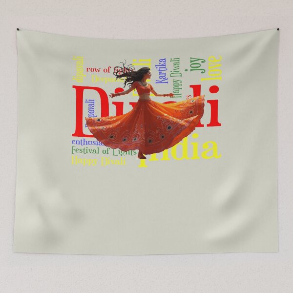 Item preview, Kathak Dance Indian Diwali Firework Word Collage designed and sold by taiche.