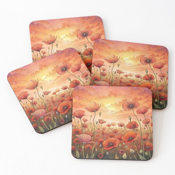 Item preview, aesthetic whimsical poppies flower garden meadow designed and sold by rlav123.