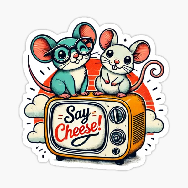 Item preview, Cheese-Loving Mice on a Vintage TV designed and sold by Swedprint.