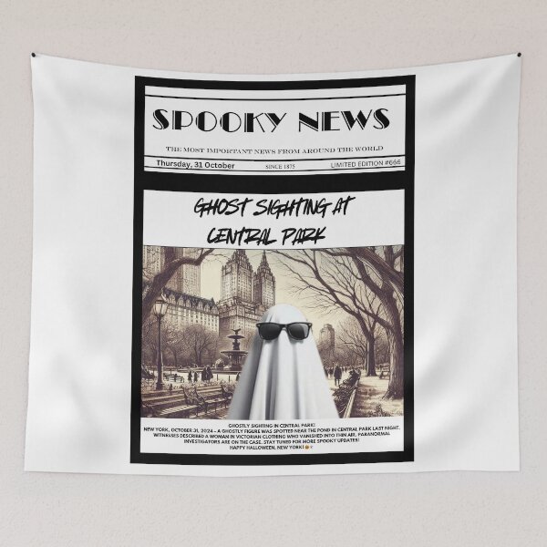 Item preview, newspaper Halloween GHOST CLASSIC T-SHIRT designed and sold by inkfluenceart.