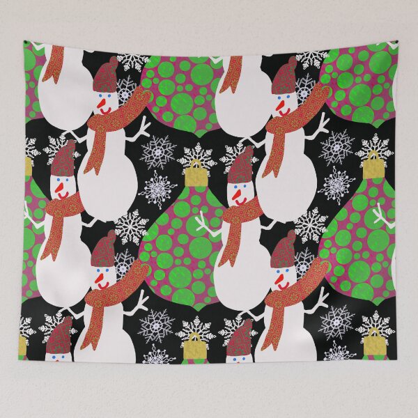 Item preview, Hand Drawn Snowmen Snowflakes Stained Glass Christmas Balls Christmas Design designed and sold by Victoria Rose.