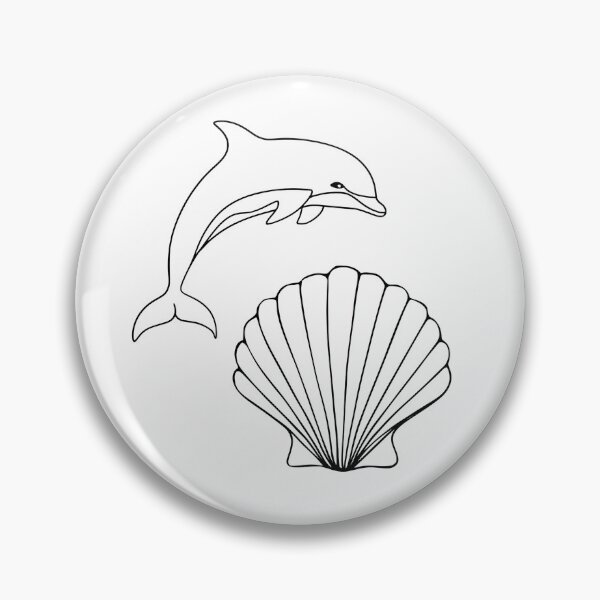 Item preview, Minimalist Dolphin and Shell Ocean Marine Art designed and sold by BestChooseArt.