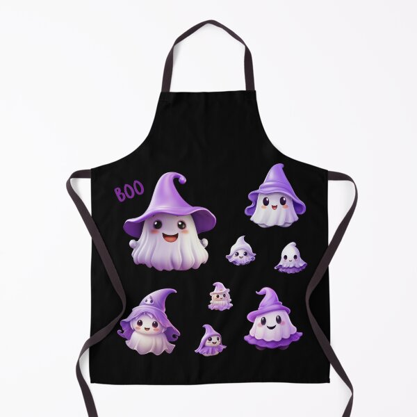 Item preview, Kawaii Halloween Ghosts in Purple Witch Hat Set Pack designed and sold by KawaiiArtStyle.
