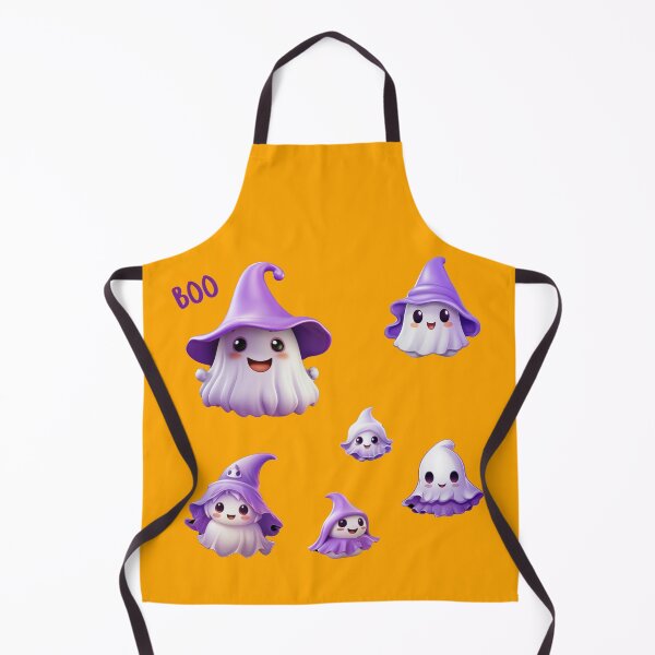 Item preview, Kawaii Halloween Ghosts in Purple Witch Hat Sticker Set designed and sold by KawaiiArtStyle.