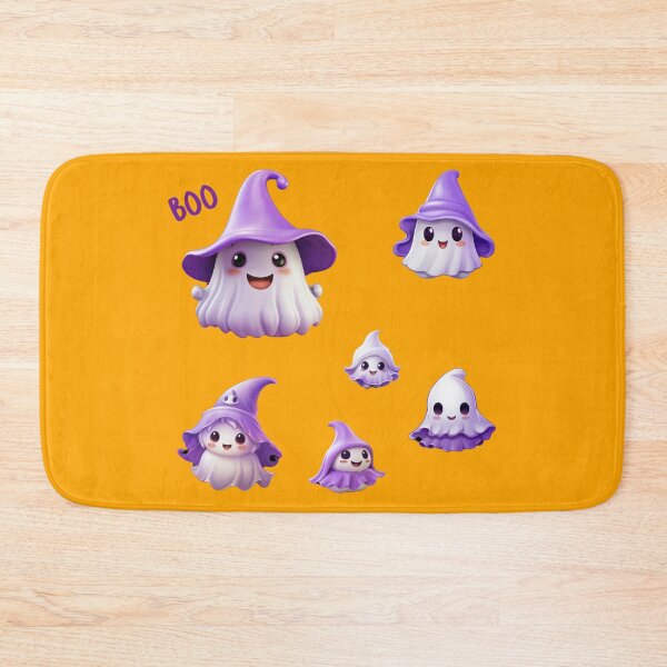 Item preview, Kawaii Halloween Ghosts in Purple Witch Hat Sticker Set designed and sold by KawaiiArtStyle.