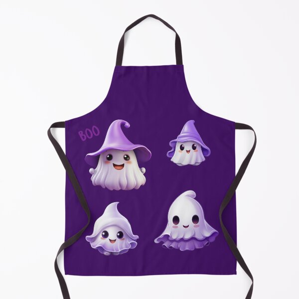 Item preview, Kawaii Halloween Ghosts in Purple Witch Hat Set designed and sold by KawaiiArtStyle.