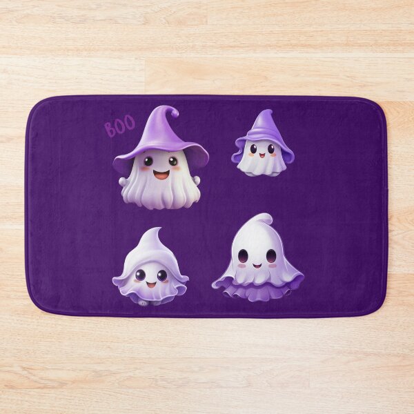 Item preview, Kawaii Halloween Ghosts in Purple Witch Hat Set designed and sold by KawaiiArtStyle.