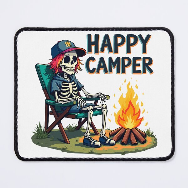 Item preview, Skeleton Happy Camper by the Fire Halloween designed and sold by Quirky Shirts.