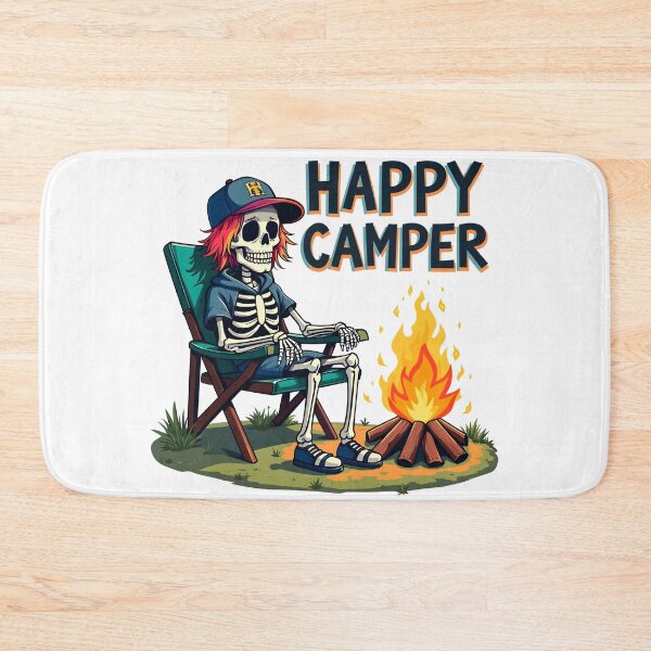 Item preview, Skeleton Happy Camper by the Fire Halloween designed and sold by Quirky Shirts.