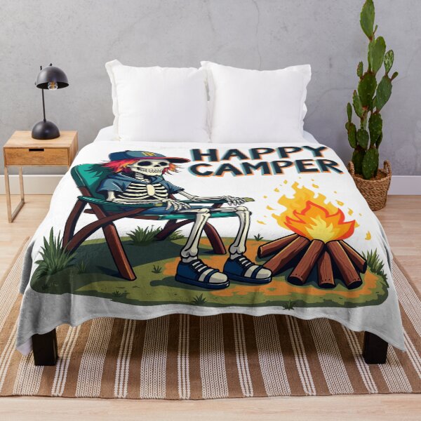 Item preview, Skeleton Happy Camper by the Fire Halloween designed and sold by Quirky Shirts.