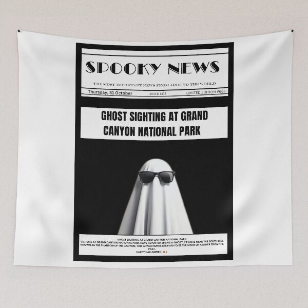 Item preview, HALLOWEEN GHOST NEWSPAPPER POSTER designed and sold by inkfluenceart.