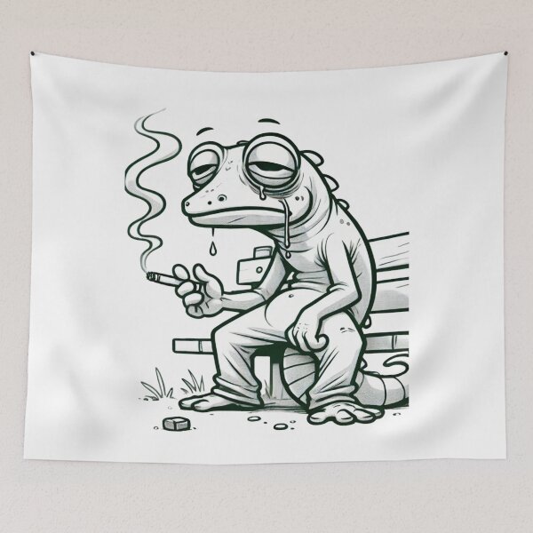 Item preview, Exhausted Gecko Smoking | Funny Cartoon designed and sold by mkzmerch.
