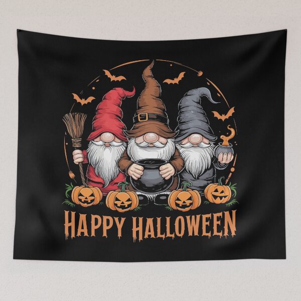 Item preview, Happy Halloween Gnome Trio with Pumpkins designed and sold by Quirky Shirts.