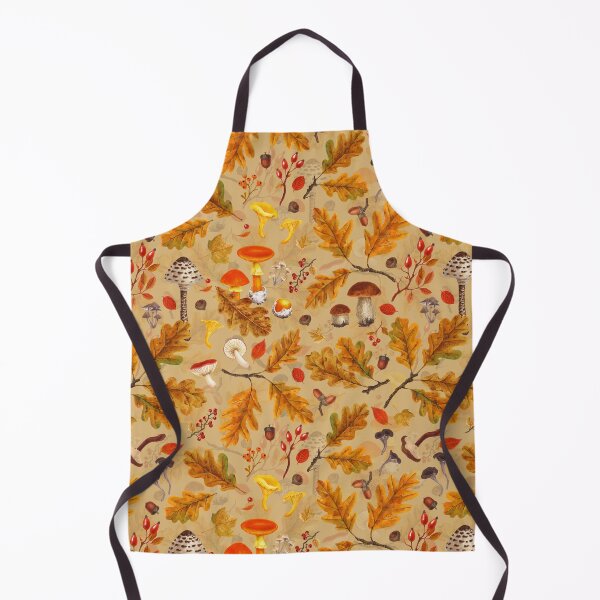 Item preview, Forest mushrooms and autumn flora on ochre designed and sold by Katerina Mitkova Kirilova.