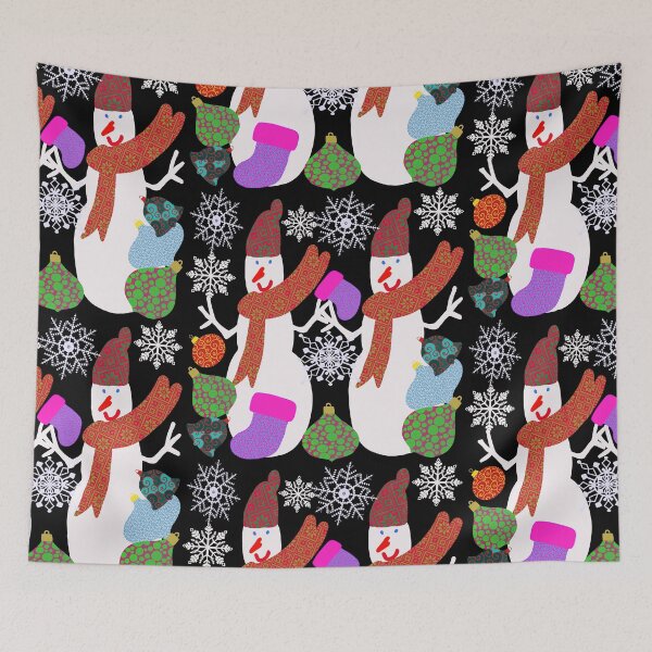 Item preview, Hand Drawn Snowmen Snowflakes Stained Glass Christmas Balls Christmas Design designed and sold by Victoria Rose.