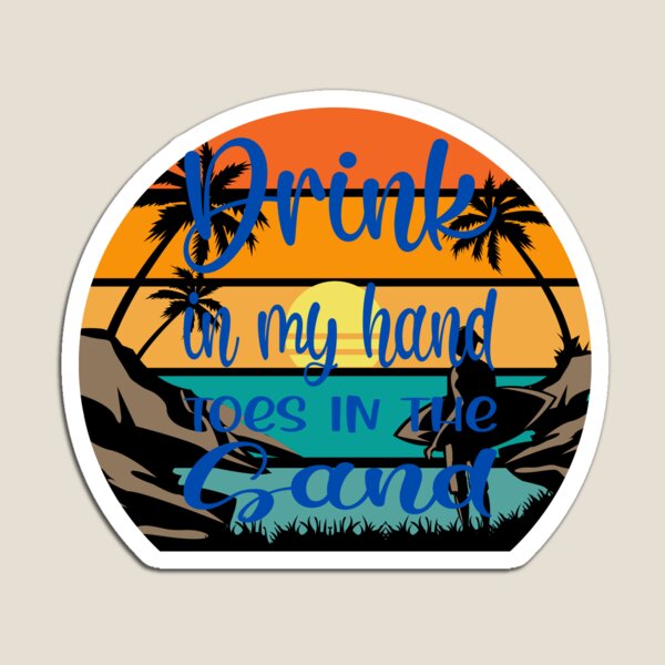 Item preview, Aloha Hawaii Retro Sunset Drink in my Hand Toes in the Sand Surfer designed and sold by SophTees.