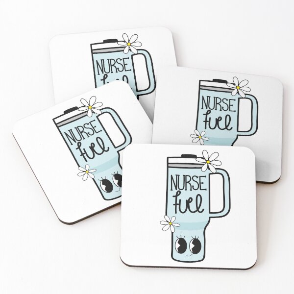 Artikelvorschau, Retro Krankenschwester Blau und Gelb / Krankenschwester Kraftstoff / Kaffee / Daisy entworfen und verkauft von MrsCreative1.