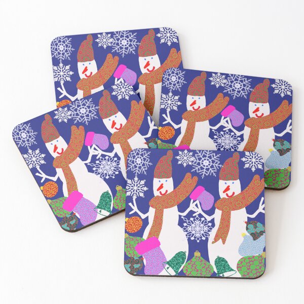Item preview, Hand Drawn Snowmen Snowflakes Stained Glass Christmas Balls Christmas Design designed and sold by Victoria Rose.
