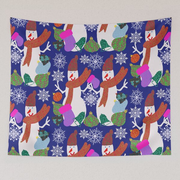 Item preview, Hand Drawn Snowmen Snowflakes Stained Glass Christmas Balls Christmas Design designed and sold by Victoria Rose.