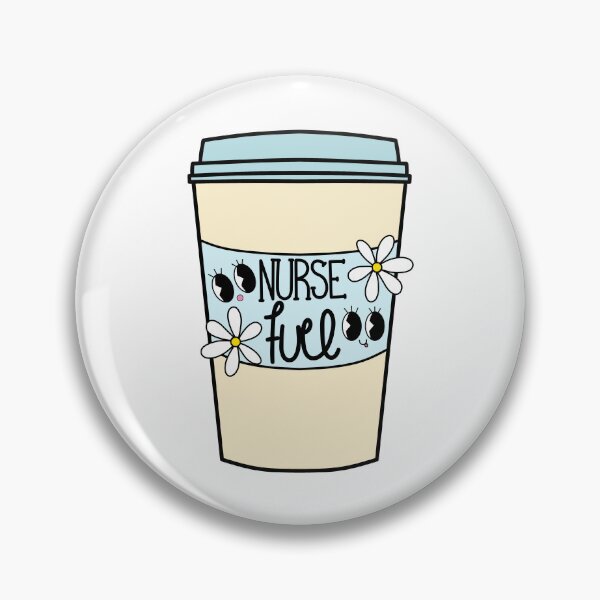 Artikelvorschau, Retro Krankenschwester Blau und Gelb / Krankenschwester Kraftstoff / Kaffee / Daisy entworfen und verkauft von MrsCreative1.