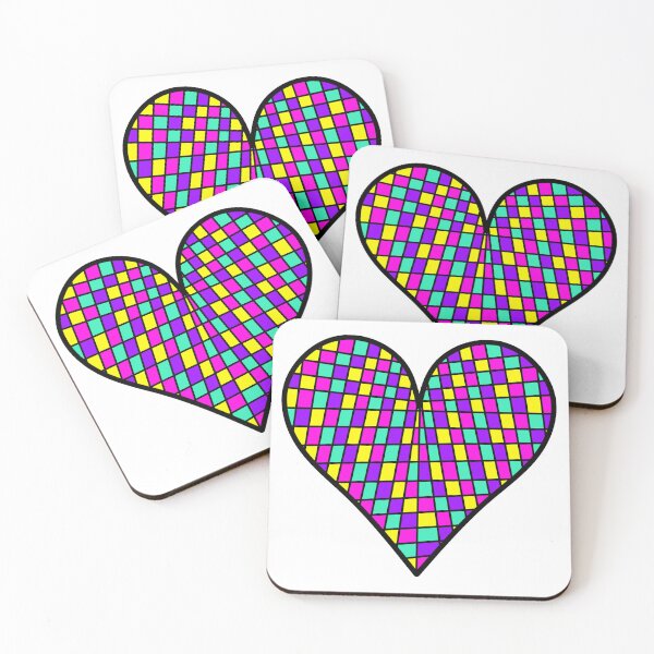 Item preview, Checkered Heart Neon Colors, Pink, Yellow, Purple and Blue / Disco Ball  designed and sold by MrsCreative1.