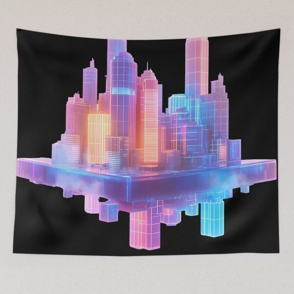 Item preview, Floating Neon Cityscape Futuristic Dream designed and sold by PixelReverb.