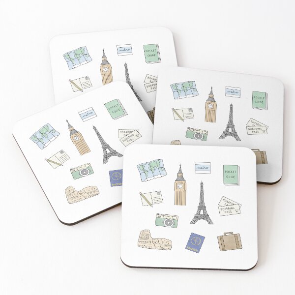 Item preview, World Travel Line Drawings in Color #2 designed and sold by KatePetersonArt.