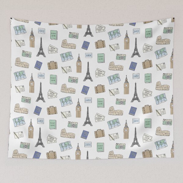 Item preview, World Travel Line Drawings in Color #2 designed and sold by KatePetersonArt.