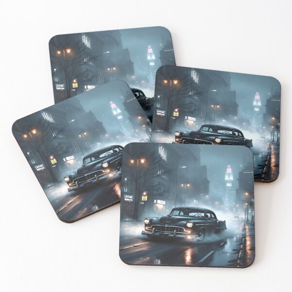 Item preview, Night Charm: A Classic Car in the City's Mist designed and sold by RobiCom.