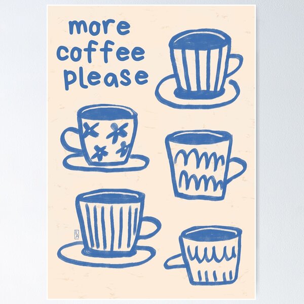 Artikel-Vorschau von Mehr Kaffee bitte Retro Poster, Kaffeeliebhaber, Frühstück, Lustiges Küchendekor, designt und verkauft von KristinityArt.