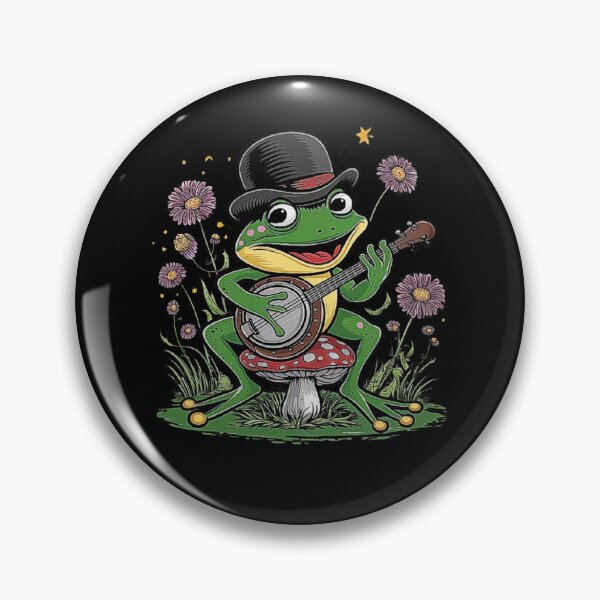Item preview, Frog Playing Banjo in Whimsical Garden - Cute Animal Art designed and sold by love3617.