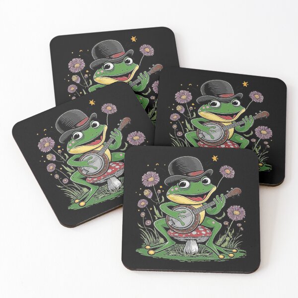 Item preview, Frog Playing Banjo in Whimsical Garden - Cute Animal Art designed and sold by love3617.