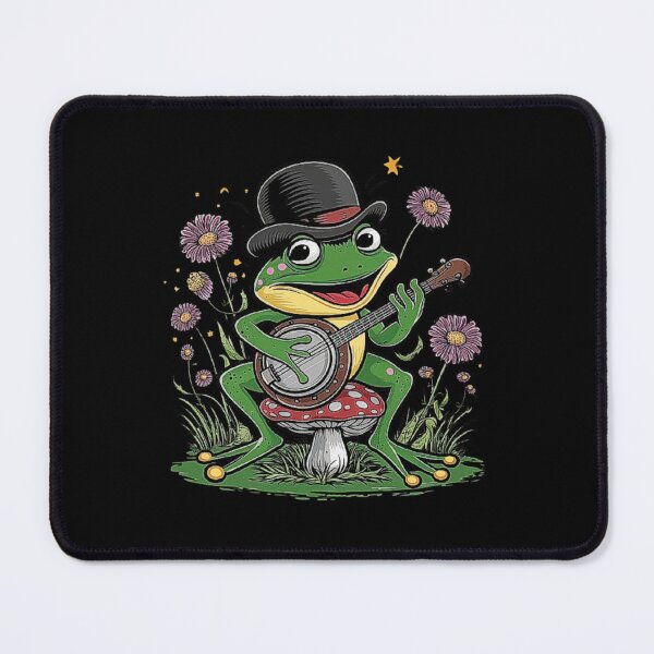 Item preview, Frog Playing Banjo in Whimsical Garden - Cute Animal Art designed and sold by love3617.
