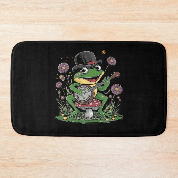 Item preview, Frog Playing Banjo in Whimsical Garden - Cute Animal Art designed and sold by love3617.