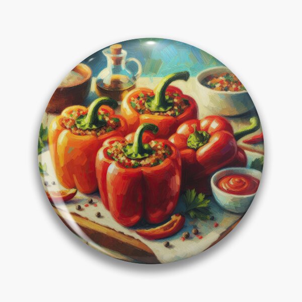 Item preview, Stuffed Bell Peppers Impressionism Art Style designed and sold by artofuniverse.