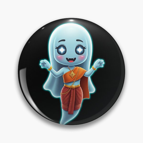 Item preview, A glowing Thai ghost with sparkling eyes and a warm smile appears wearing traditional clothing designed and sold by prkpuriku.