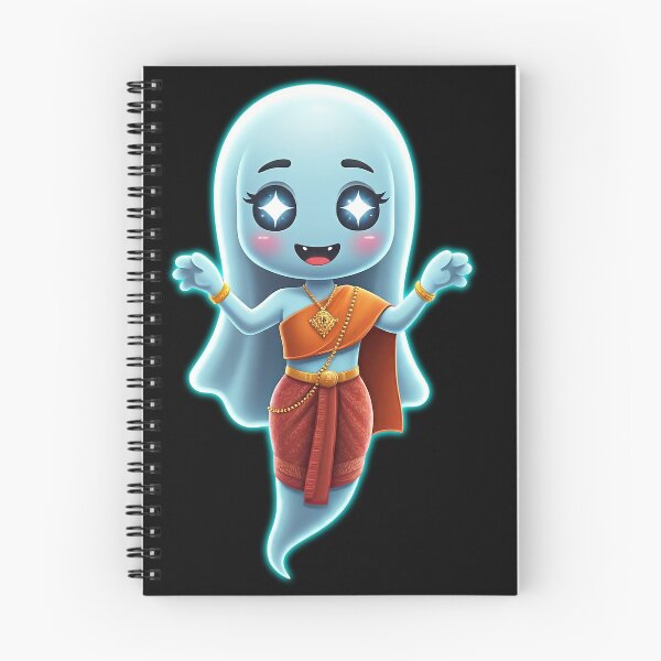 Item preview, A glowing Thai ghost with sparkling eyes and a warm smile appears wearing traditional clothing designed and sold by prkpuriku.