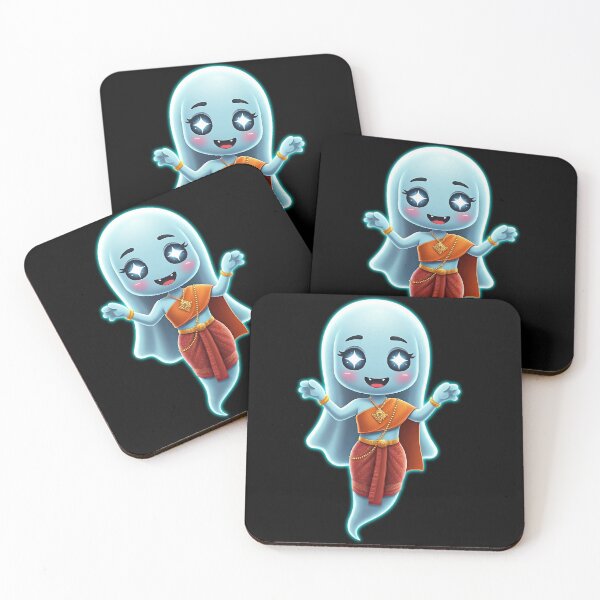 Item preview, A glowing Thai ghost with sparkling eyes and a warm smile appears wearing traditional clothing designed and sold by prkpuriku.