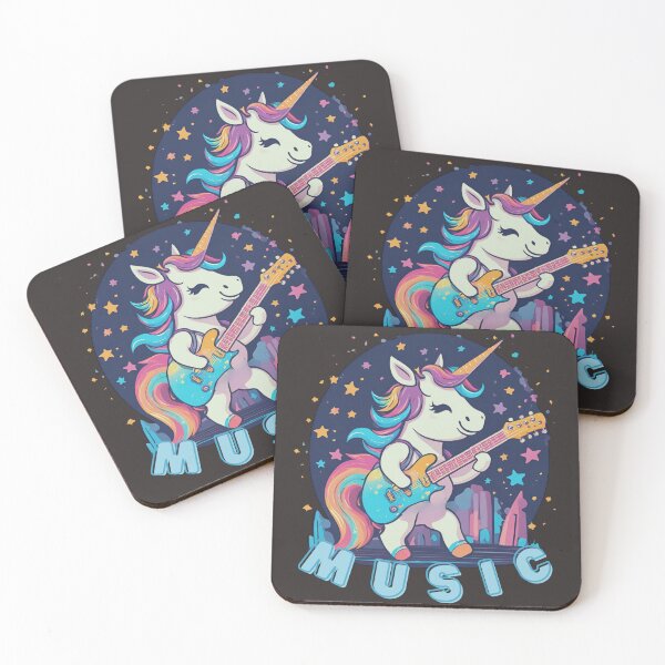 Item preview, Rainbow unicorn playing guitar designed and sold by All-About-Life.