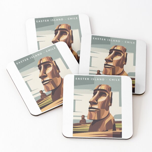 Item preview, Vintage Minimal Retro Travel Poster – Easter Island Chile in Bauhaus Style designed and sold by pod24.
