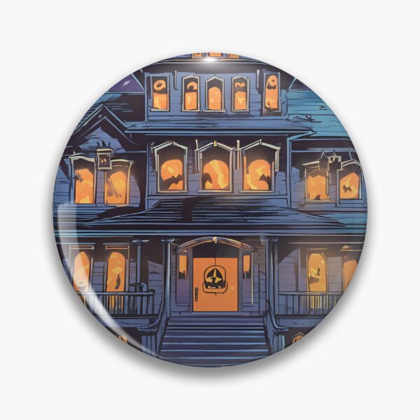 Item preview, Spooky haunted house with glowing jack-o'-lanterns in the yard 2 designed and sold by Chashley.