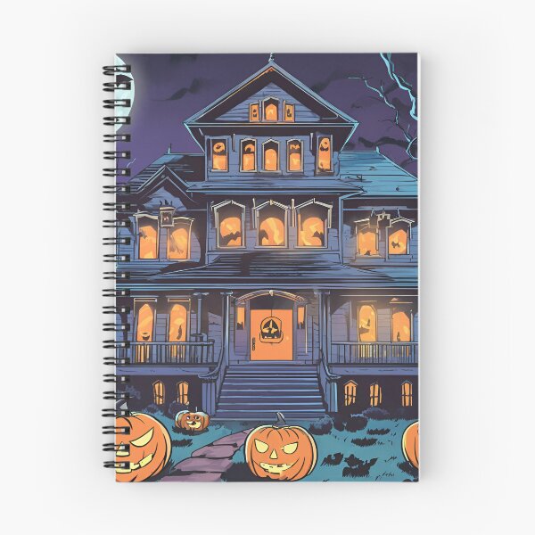 Item preview, Spooky haunted house with glowing jack-o'-lanterns in the yard 2 designed and sold by Chashley.
