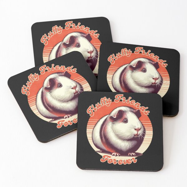 Aperçu de l'œuvre Cochon d'Inde rétro Fluffy Friends Forever - Design vintage pour amoureux des cavy créée et vendue par mARTaCreation.