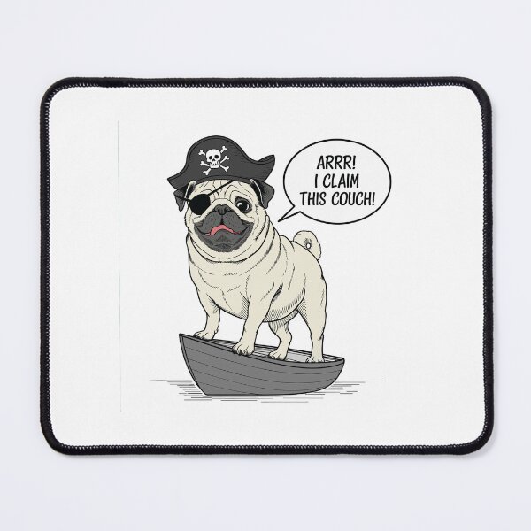Item preview, Arrr! I claim this couch! | Cute pug in a pirate hat on the boat | Pug series designed and sold by pafkrusk.