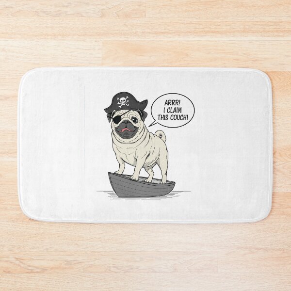 Item preview, Arrr! I claim this couch! | Cute pug in a pirate hat on the boat | Pug series designed and sold by pafkrusk.
