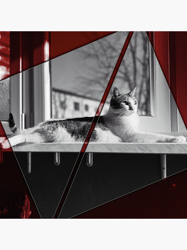 Thumbnail 3 of 3, Sticker, Cat Digital Art designed and sold by sabiland.